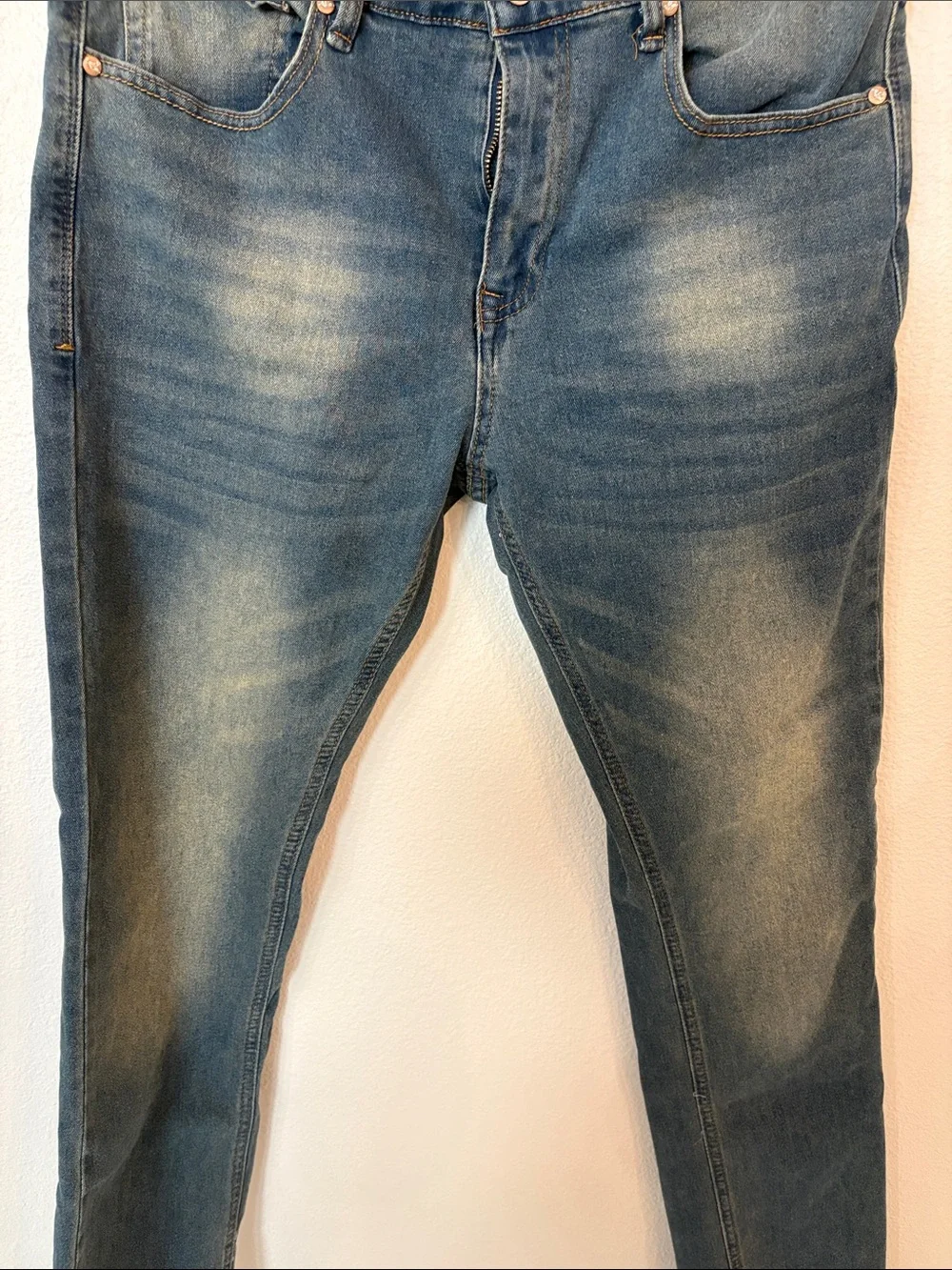 Slim Straight Men's Jeans in Washed Blue by Smith & Mills 36x32